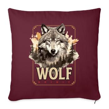 Loup tête de loup Nature nature sauvage aventure forêt Art - Housse de coussin décorative 45 x 45 cm - bordeaux - Devant