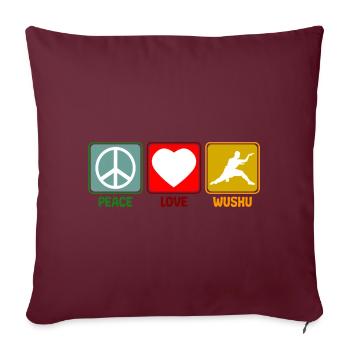 Wushu Arts martiaux Paix Amour Dire Rétro - Housse de coussin décorative 45 x 45 cm - bordeaux - Devant