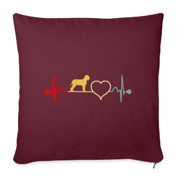 Lagotto Romagnolo Heartbeat Vintage - Housse de coussin décorative 45 x 45 cm - bordeaux - Devant