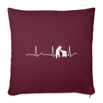 Apiculteur - battements de cœur, pouls, ligne du cœur, ECG - Housse de coussin décorative 45 x 45 cm - bordeaux - Devant