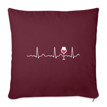 Vin rouge - battement de cœur, pouls, ligne cardiaque, ECG - Housse de coussin décorative 45 x 45 cm - bordeaux - Devant