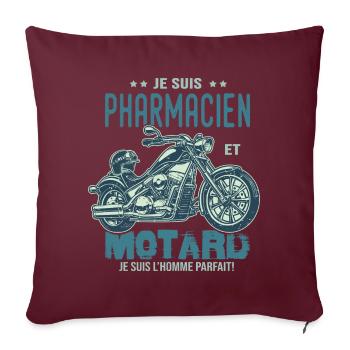 motard le meilleur pharmacien le meilleur - Housse de coussin décorative 45 x 45 cm - bordeaux - Devant