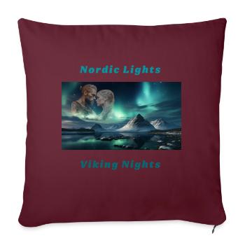 Couple Viking - Lumières nordiques, Nuits Viking - Housse de coussin décorative 45 x 45 cm - bordeaux - Devant