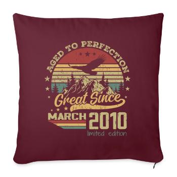 14 ans Vieilli à la Perfection né en mars 2010 - Housse de coussin décorative 45 x 45 cm - bordeaux - Devant