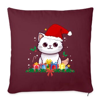 Drôles de chats de Noël - Housse de coussin décorative 45 x 45 cm - bordeaux - Devant