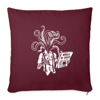 Squelette buvant du café avec tentacules, journal - Housse de coussin décorative 45 x 45 cm - bordeaux - Devant