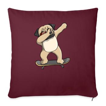 Cadeau de patineur lunettes de soleil carlin tamponner - Housse de coussin décorative 45 x 45 cm - bordeaux - Devant