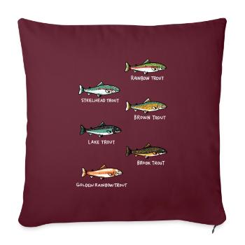 Fische Angeln | Fischarten Fischen Geschenkidee - Sofakissenbezug 45 x 45 cm - Burgunderrot - Vorne