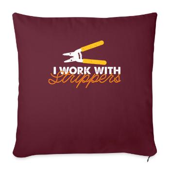Je travaille avec Stripper Electrician Gift - Housse de coussin décorative 45 x 45 cm - bordeaux - Devant