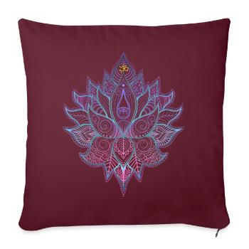 Indische Blume mit Ornamenten und Om Symbol - Sofakissenbezug 45 x 45 cm - Burgunderrot - Vorne