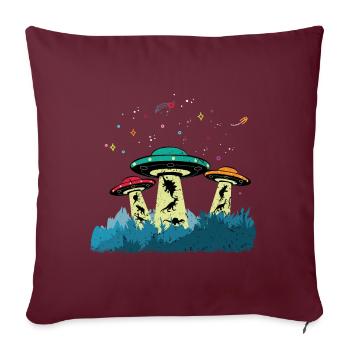 Dinos OVNI Aliens - Housse de coussin décorative 45 x 45 cm - bordeaux - Devant