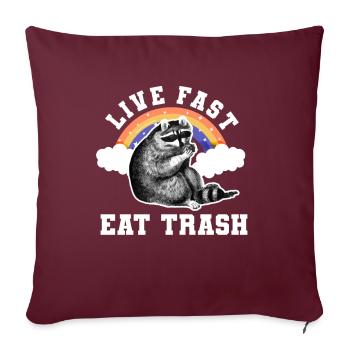 Live Fast Eat Trash Raccoon - Housse de coussin décorative 45 x 45 cm - bordeaux - Devant
