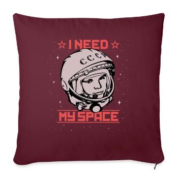 Gagarine - J'ai besoin de mon astronaute cosmonaute de l'espace - Housse de coussin décorative 45 x 45 cm - bordeaux - Devant