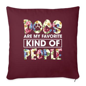 Les chiens sont mon genre préféré de personnes Funny Flower - Housse de coussin décorative 45 x 45 cm - bordeaux - Devant