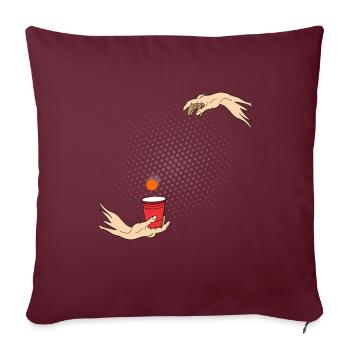 Michelangelo mains beerpong - Housse de coussin décorative 45 x 45 cm - bordeaux - Devant