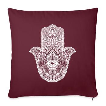 Hamsa hand Talisman symbole du bonheur et de l’amour - Housse de coussin décorative 45 x 45 cm - bordeaux - Devant