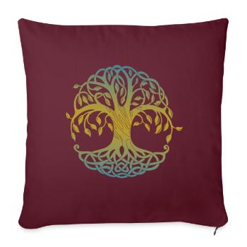 Tribal Yggdrasil Tattoo Wikinger Design Baum - Sofakissenbezug 45 x 45 cm - Burgunderrot - Vorne