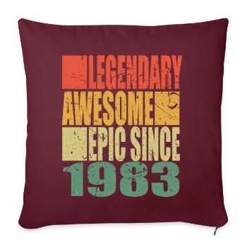 Légendaire depuis 1983 proverbe anniversaire - Housse de coussin décorative 45 x 45 cm - bordeaux - Devant