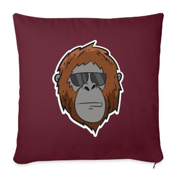 Orang-outan - tête avec lunettes de soleil - Housse de coussin décorative 45 x 45 cm - bordeaux - Devant