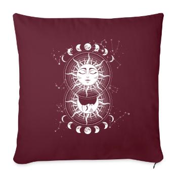Phases de lune Soleil Lune Symboles spirituellement occultes - Housse de coussin décorative 45 x 45 cm - bordeaux - Devant