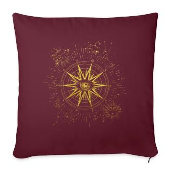 Œil spirituel Signe du zodiaque Soleil Lune Occulte - Housse de coussin décorative 45 x 45 cm - bordeaux - Devant