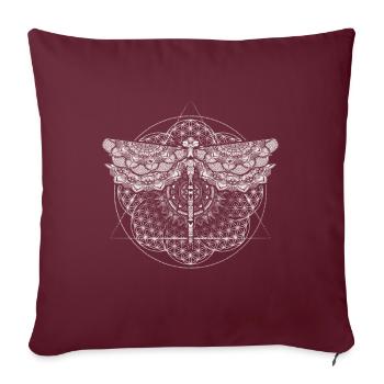 Libellule spirituelle Fleur de Vie Mandala - Housse de coussin décorative 45 x 45 cm - bordeaux - Devant
