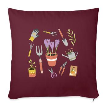 Équipement de jardinier Tenue de jardin Outil de jardin - Housse de coussin décorative 45 x 45 cm - bordeaux - Devant