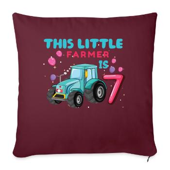 Birth Born Age 7 Year Old Little Farmer Tractor - Sofakissenbezug 45 x 45 cm - Burgunderrot - Vorne