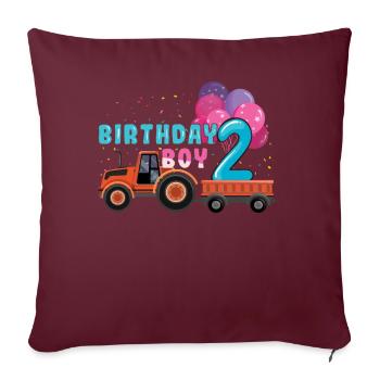 Birth Born Age 2 Year Old Boy Farmer Ranch Tractor - Sofakissenbezug 45 x 45 cm - Burgunderrot - Vorne