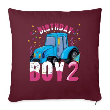 Boy Birth Born Age 2 Year Old Farmer Ranch Tractor - Sofakissenbezug 45 x 45 cm - Burgunderrot - Vorne