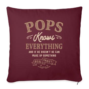 Mens Pops weiß alles Lustiger Vatertag - Sofakissenbezug 45 x 45 cm - Burgunderrot - Vorne