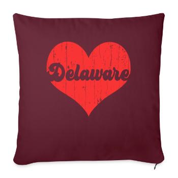 Citoyen américain Drapeau de l’État américain Cœur Amour Delaware - Housse de coussin décorative 45 x 45 cm - bordeaux - Devant