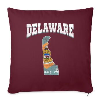 Carte terrestre du drapeau de l’État américain Amérique Delaware - Housse de coussin décorative 45 x 45 cm - bordeaux - Devant