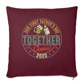 Notre première fête des pères ensemble applaudit 2022 - Housse de coussin décorative 45 x 45 cm - bordeaux - Devant