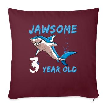 Birth Born Age 3 Years Old Jaw Awesome Shark - Sofakissenbezug 45 x 45 cm - Burgunderrot - Vorne