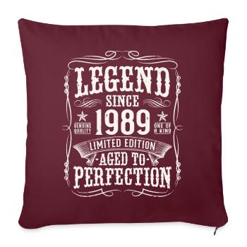 Legend 1989 Cadeau d’anniversaire vintage - Housse de coussin décorative 45 x 45 cm - bordeaux - Devant