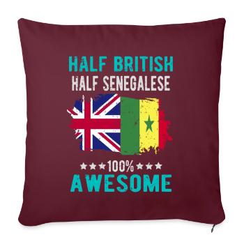 Moitié britannique moitié sénégalais - Housse de coussin décorative 45 x 45 cm - bordeaux - Devant