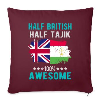 Moitié britannique moitié tadjik - Housse de coussin décorative 45 x 45 cm - bordeaux - Devant