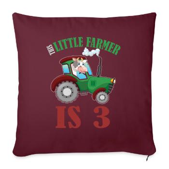 Birth Born Age 3 Years Old Farmer Cow Tractor - Sofakissenbezug 45 x 45 cm - Burgunderrot - Vorne
