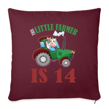 Birth Born Age 14 Years Old Farmer Cow Tractor - Sofakissenbezug 45 x 45 cm - Burgunderrot - Vorne