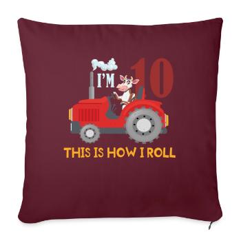 Birth Born Age 10 Year Old Farmer Farm Cow Tractor - Sofakissenbezug 45 x 45 cm - Burgunderrot - Vorne
