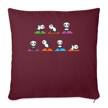 Zen Namaste Méditation Animale Kawaii Panda Yoga - Housse de coussin décorative 45 x 45 cm - bordeaux - Devant