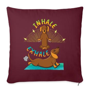 Zen Namaste Méditation Animale Kawaii Dog Yoga - Housse de coussin décorative 45 x 45 cm - bordeaux - Devant