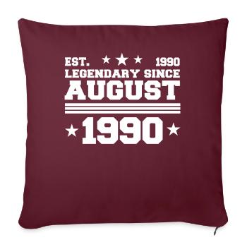 32ème anniversaire Août né 1990 Idée cadeau - Housse de coussin décorative 45 x 45 cm - bordeaux - Devant