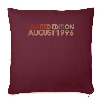 26. Geburtstag August Jahrgang 1996 Geschenkidee - Sofakissenbezug 45 x 45 cm - Burgunderrot - Vorne