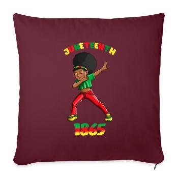 Journée internationale de la femme Juneteenth Black Girl fait danser Dab - Housse de coussin décorative 45 x 45 cm - bordeaux - Devant