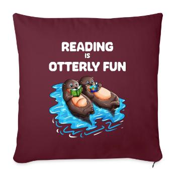 Deux loutres mignonnes aiment lire Les enseignants aiment apprendre - Housse de coussin décorative 45 x 45 cm - bordeaux - Devant