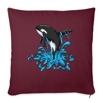Joyful Whale Orca Saute Happy Whale Design - Housse de coussin décorative 45 x 45 cm - bordeaux - Devant