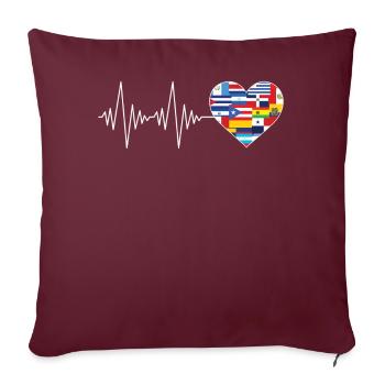 Hearts Beat Spanish Flags Hispanic Heritage Month - Sofakissenbezug 45 x 45 cm - Burgunderrot - Vorne
