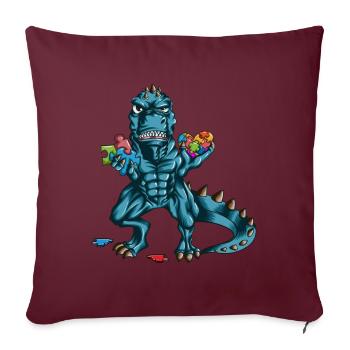 Autisme Sensibilisation Dino T Rex Puzzle - Housse de coussin décorative 45 x 45 cm - bordeaux - Devant